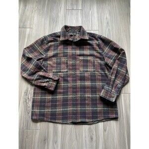 Richie Le Flannel Jacket Overlay Shirt  Men’s Size XL Burgundy/Navy/ Black